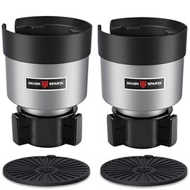 SEVEN SPARTA 2 Pack Car Cup Holder Expander Organizer Adjustable Base, Compatible with Yeti 20/26/30 oz, Hydro Flasks 32/40oz, Nalgenes 30/32/38/48 oz, Other Bottles in 3.4"-3.8" (Silver)