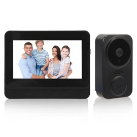 Yoidesu de Videoportero, Kit de Timbre de Videoportero Inalámbrico con Monitor, Intercomunicador de Puerta con Cámara IR para Interiores y Exteriores, Monitoreo de Soporte,