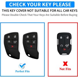 QBUC 2 Pcs Key Fob Cover for Chevy,5 Buttons Silicone for GMC Key Fob Cover,Fit for 2022 2023 2024 2025 Chevy Silverado 1500 GMC Sierra 1500, 2024 2025 Silverado Sierra 2500HD 3500HD with Keychain