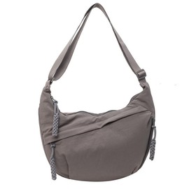 AiNinXun Women's Grey Medium Crescent Hobo Bag, Adjustable Strap, Waterproof, 6000cc, 2 Pockets, Nautical Theme, Crossbody/Shoulder, Solid Grey, Utility Style