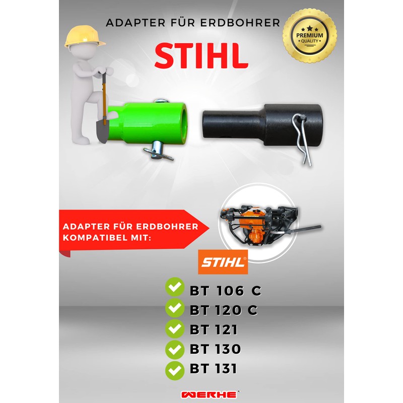 Werkon Professional Auger Adaptor for Stihl BT 106 BT 120