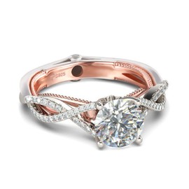 Jeulia Two Tone Sterling Silver Rings for Women: Round Cut Twisted Rows Eternity Ring Promise Ring Engagement Ring Cubic Zirconia Jewelry Anniversary Gift, Sterling Silver