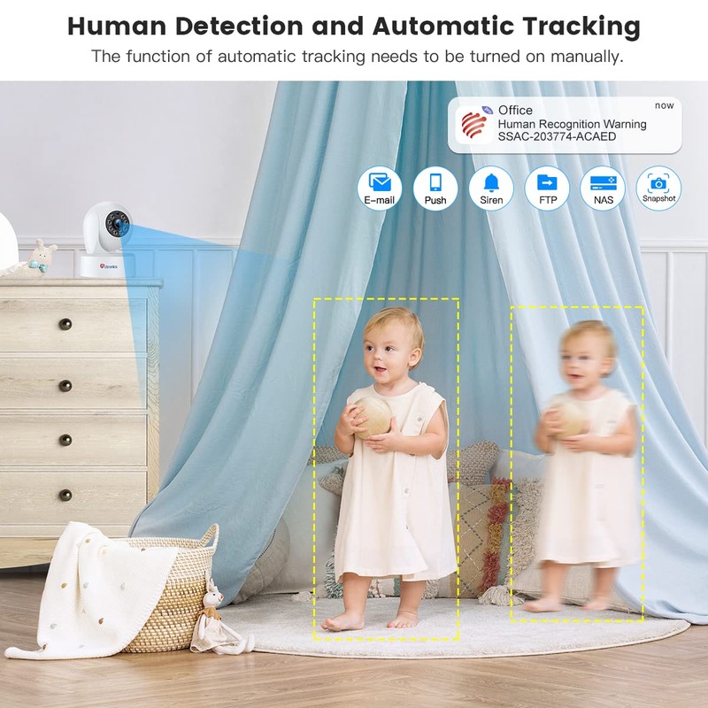 ctronics 2.5K 4MP Indoor Surveillance Camera, 2.4/5 GHz WiFi Camera