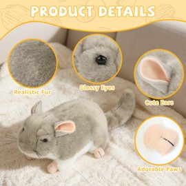 YUEPET Soft Chinchilla Cuddler Plush Toy, Guinea Pig Plush Toy for Cages