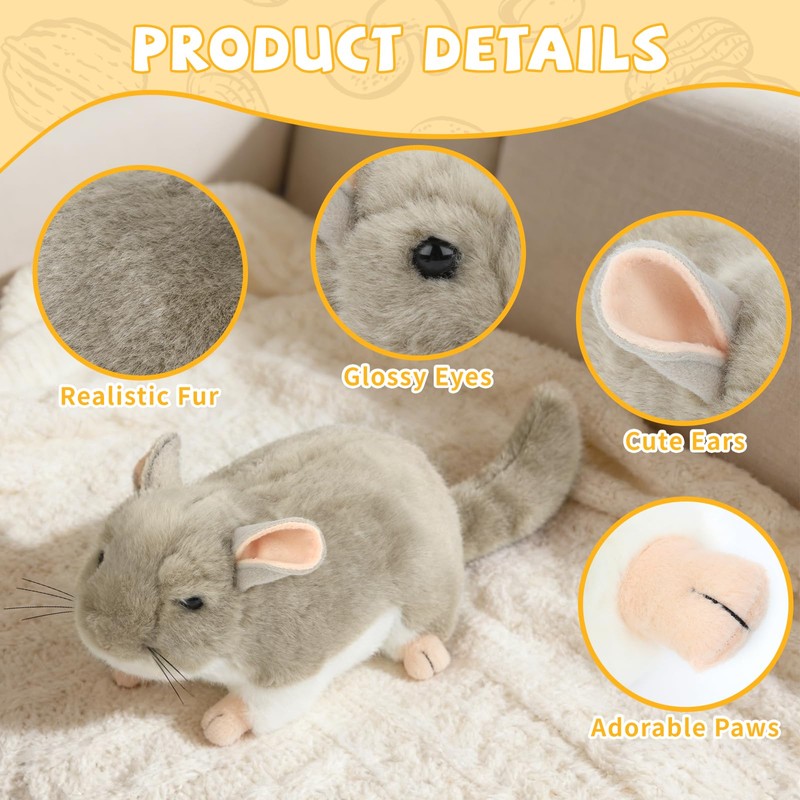 YUEPET Soft Chinchilla Cuddler Plush Toy, Guinea Pig Plush Toy