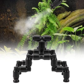 Reptiles Terrarium Nozzle, Plastic Reptiles Fogger Mist Sprinkler Rainforest 360 Degree Adjustable Pet Cooling Nozzle Pet Cooling System for Rainforest, Black