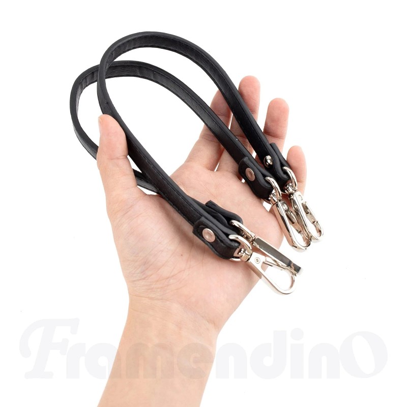 Framendino 2 Pack Black Purses Leather Replacement Handles Straps with
