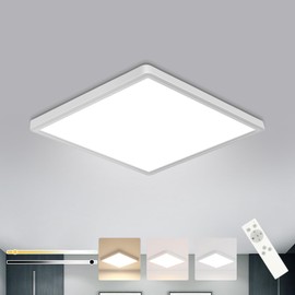 DELIPOP 12 inch Dimmable LED Flush Mount Ceiling Light Fixture with Remote Control, 24W 3000K-6500K Adjustable Color Temperature, Ultra-Thin Ceiling Lamp for Bedroom Kitchen Hallway Living Room