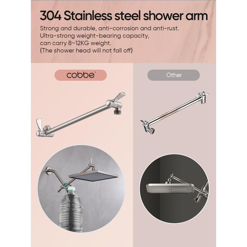 Cobbe Rainfall Shower Head for Bathroom, 11.8 Inch Large Rectangular