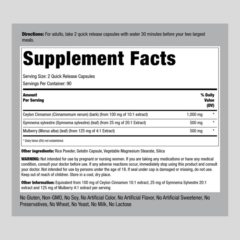 Piping Rock Ceylon Cinnamon Gymnema Mulberry Complex | 2000mg |