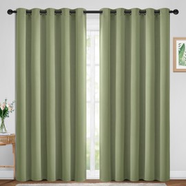 Yakamok 84 Inch Length Blackout Curtains for Bedroom, Light Blocking Drapes Room Darkening Thermal Insulated Solid Grommet Panels for Living Room, (70Wx84L, Sage Green, 2 Panels)