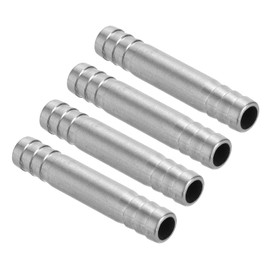 PATIKIL 3/8" Hose Barb Splicer, 4 Pcs Stainless Steel Hose Barb Splicer Mender Coupler Fitting Round Union Adapter for Water Air Gas, Silver