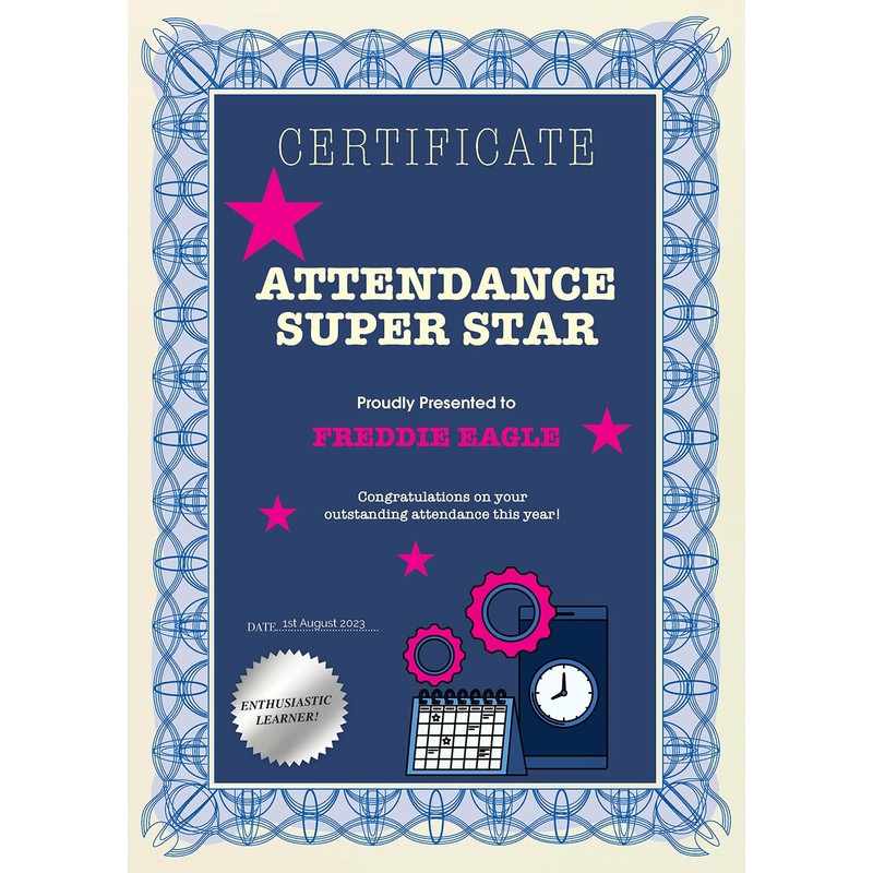 Computer Craft A4 Certificate Papers with Foil Seals, 90gsm, Blue