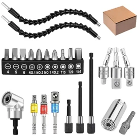SOYANGNEK Flexible Shaft Electric Hex Driver Drill Connection Tool Set of 24 Drill Shaft Socket Adapter 105 Degree Right Angle DIY Bit Tool Screw Tightening Electric Hardware Tools Drill Accessories