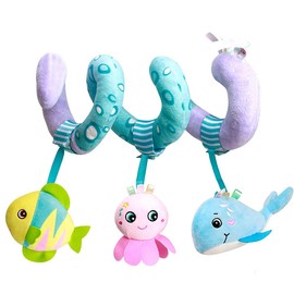 Baby Activity Spiral Plush Car Seat Toys, Stroller bar Toys with Bell for boy or Girl(Ocean)