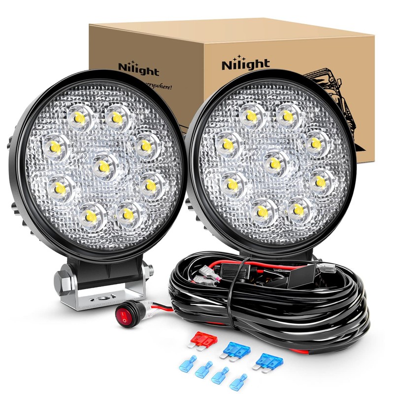 Nilight Juego de 2 Luces Antiniebla Redondas 27 W Impermeables