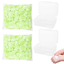 Capiant 2000 Sheets Jasmine Scented Paper Soap for Travel, Portable Hand Washing Sheets, Mini Fresh Petal Soap with 2 Storage Boxes (Green)