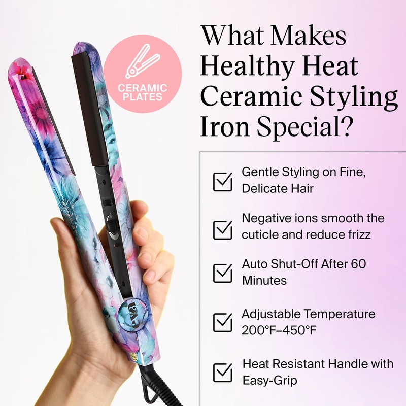 Eva NYC Healthy Heat Ceramic Styling Hair Iron, Flat Iron