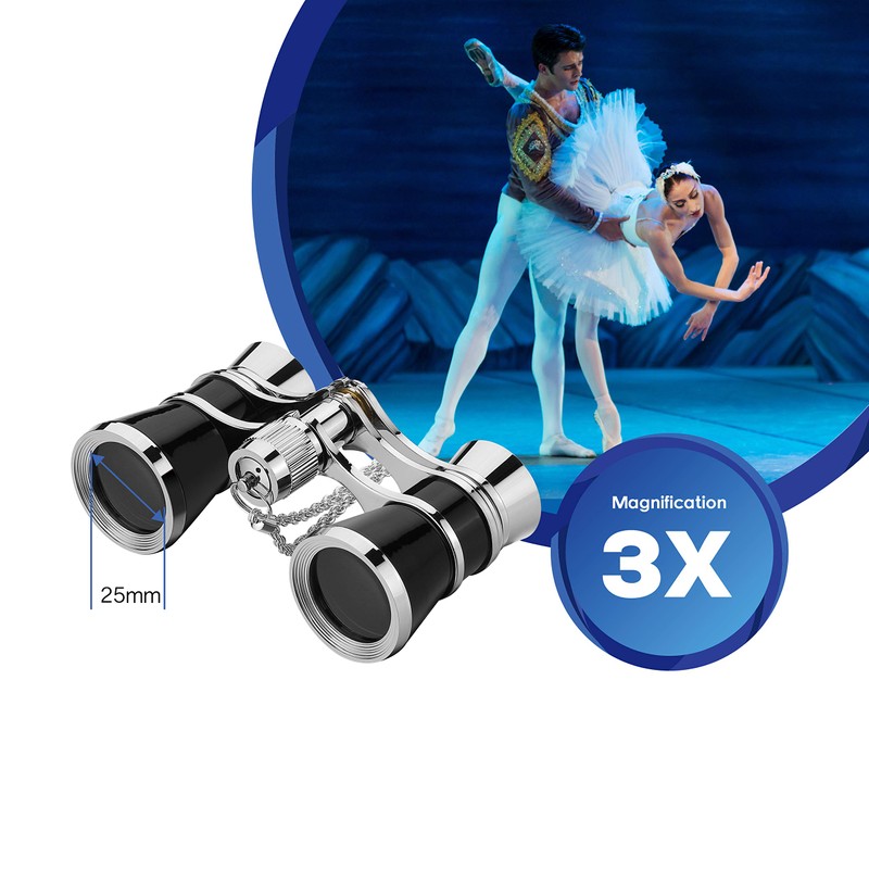 Aomekie Theatre Opera Glasses Binoculars 3X25 with Chain for Theater