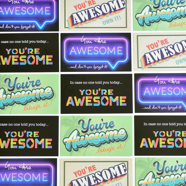Youngever 300 Pack You Are Awesome Cards, 4 Unique Inspirational Designs Cards, Business Card Sized Encouragement Cards, Appreciation Cards for Students, Teachers, Employees, Friends, Family