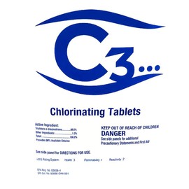 C3… 40 lbs. 3" Stabilized Chlorine Tabs for Swimming Pools | Easy to Use for Above Ground or Inground Pool | Slow Dissolving Individual Chlorinating Tablets | 40 Pound Bucket