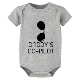 Daddy's Co-pilot Baby Onesie Neutral Short Sleeve Bring Baby Home Outfit Newborn for Boys White Baby Boy Take Home Outfit
