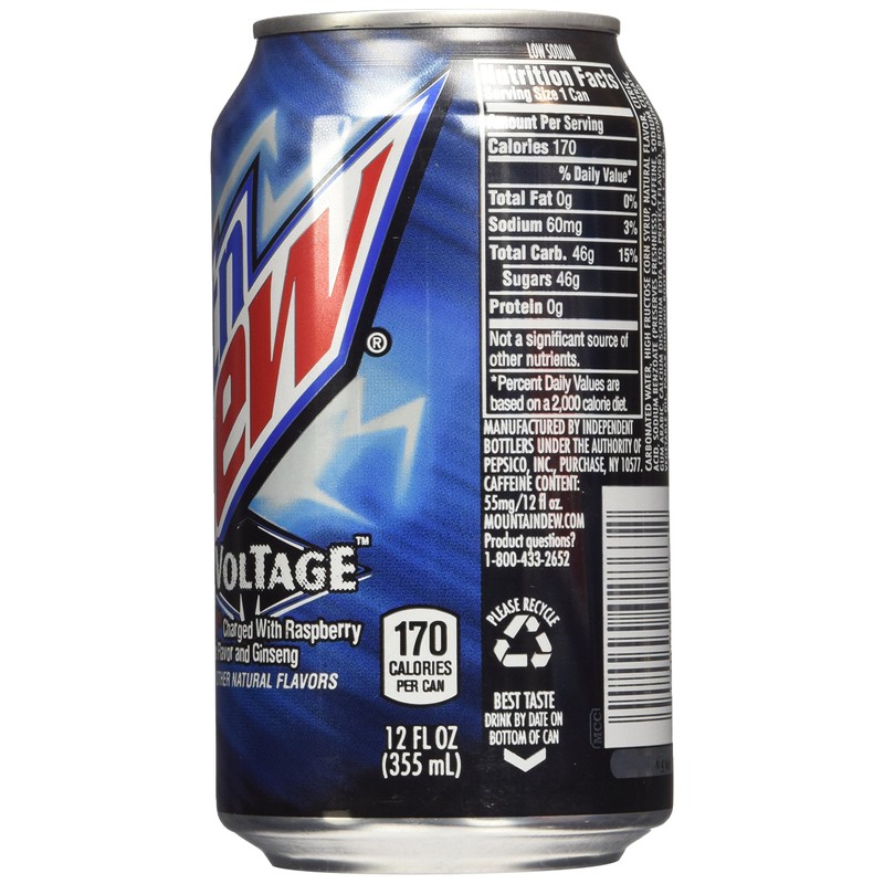 Mountain Dew Voltage Raspberry Ginseng Citrus Soda, 12 Ounce (12