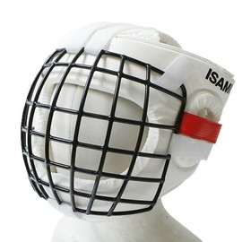 ISAMI Karate Head Guard II TN-10 // Pimper Face Metal with Red Corner Tape, Metal Grid, Headgear, Karate, Full Contact, Full Contact, Practice, Dojo Gym, Protective Equipment (Medium)