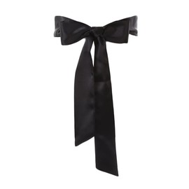 Long Ribbon Sash Belt for Dress Wedding Sash Bridal Silk Satin Belts Dress JW61 (-Black-)