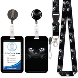 Cute Cat Card Holder ID ID Badge Detachable Lanyard with Retractable Clip for Key Chains, Business Cards, Door Cards, ID Cards