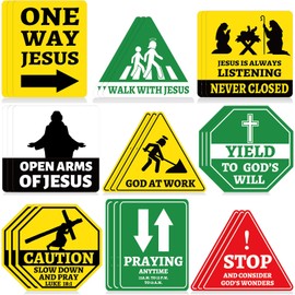 27PCS Religious Cutouts Jesus VBS Construction Traffic Road Sign for Jesus Birthday Classroom Bulletin Board Decors Sunday School God Construction Theme Bible Wall Bulletin Signs Classroom Supplies