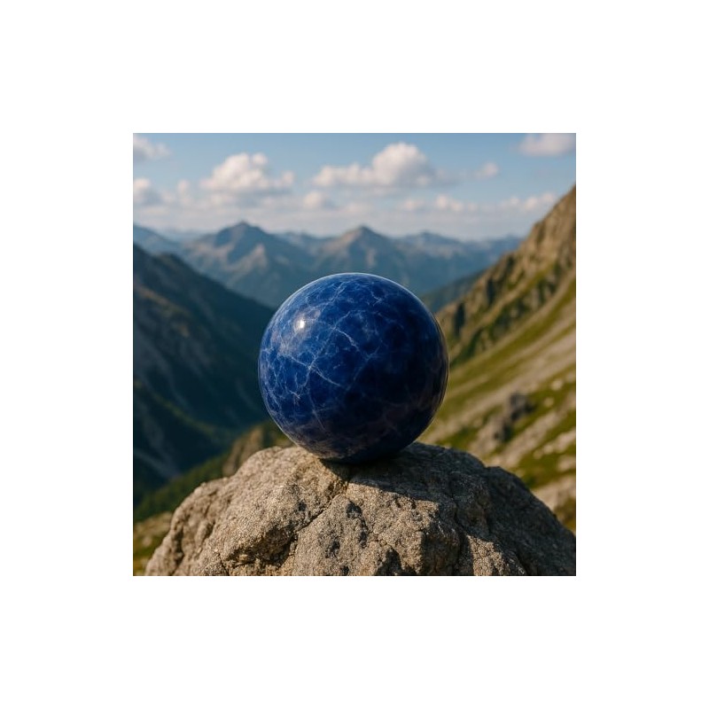 Natural Polished Sodalite Ball, Polished Crystal with Energy Properties, Polished