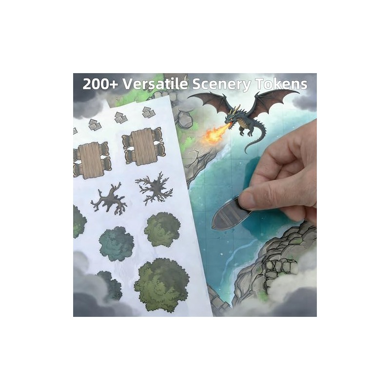 DND Battle Map Book – 40 Reusable Wet/Dry Erase Mats,