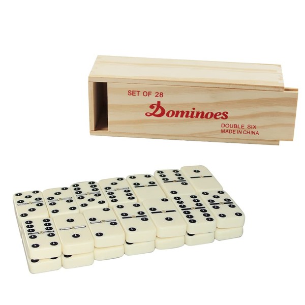 Rosemary Wooden Box Domino Set Double 6 Dominoes Set Of 28 Dominoes Game for Family Complete D6 Dominoes Set Traditional Games
