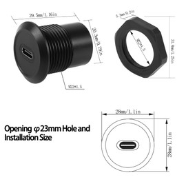 QIANRENON USB C Panel Thread Fixed Bracket Coupling Mounting Converter Adapter USB 3.1 Type C Female to Female Panel Mounting Connector 10Gbps 100W, for Dashboard or Device Panel