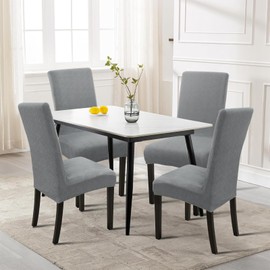 Chair Covers for Dining Chairs,Kitchen Chairs Cover Set of 6,Light Gray