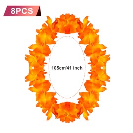 KINBOM Hawaiian Leis, 8pcs Colorful Hawaii Large Flower Lei Thickened Flower Garlands Necklace Tropical Luau Party Fancy Dress Supplies for Holiday Wedding Beach Birthday Decorations (8 Colors)