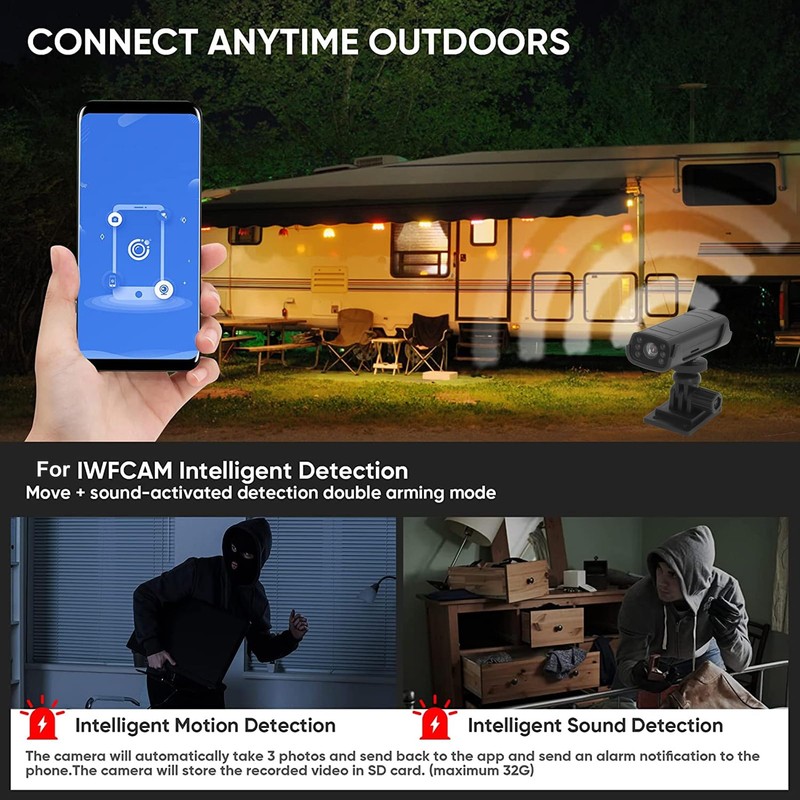 RV Reverse Hitch Guide Camera, 1080P HD WiFi Waterproof Night
