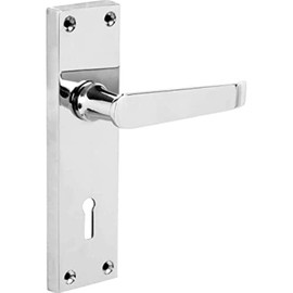 Designer Levers - Victorian Straight Lever Door Handles - Polished Chrome - 1 Pair - Locking Door Handle