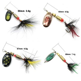 huaaiji 10Pcs Spinner Bait Set Multi Colored Fishing Spinners Lures Baits Fishing Lures with Box for Trout Salmon Bass