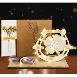 kiimiipa Money Gifts Birthday, 60 18 30 40 50th Birthday Man Woman Birthday Wooden Sign Guest Book '0-9' Numbers Birthday Decoration Money Gift