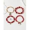 JWIGP 4Pcs Cherry Bracelet Set for Women, Red Beaded Pendant