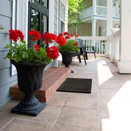 Mohawk Home Entryway Door Mat 3' x 4' All Weather Doormat Outdoor Non Slip Recycled Rubber, Dark Grey Circles