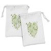 Lunarable Green Fabric Pouch Set of 2, Sketch Style Heart