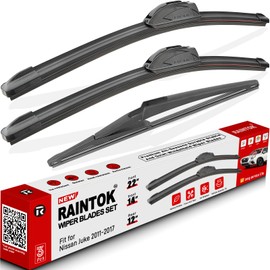RAINTOK Windshield Wiper Blades Replacement for Nissan Juke 2011 2012 2013 2014 2015 2016 2017 Original Factory Quality Front Rear Wipers Blade Set for My Car - 22" 14" 12" (Pack of 3)