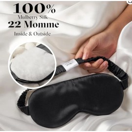 Lit Bear itBear 100% Pure Silk Sleep Mask, 22 Momme 6A Silk Fabric and Filling