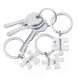 TRIXES We Will Always Be Connected Jigsaw Puzzle Metal Keyring – 3 Way Split -Silver Colour