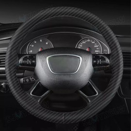 SJMYXCLW Genuine Leather DIY Car Steering Wheel Cover Anti-slip For 15"/38 cm Black