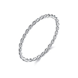 PEARLOVE Stackable Ring, 925 Sterling Silver Ring, Gold Plated Band Thin Finger Stacking Rings for Women &Girls