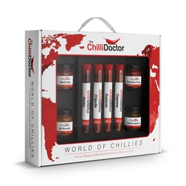 The Chilli Doctor® World of Chillies - A Package with Chillies from Around the World | Chili Gift Set with Variety of Chili Powders and Purees, Ideal for Grillers and Chilli Fans, Perfect Gifts for